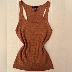 Copper Gold Metallic Silk Bled Knit Tank